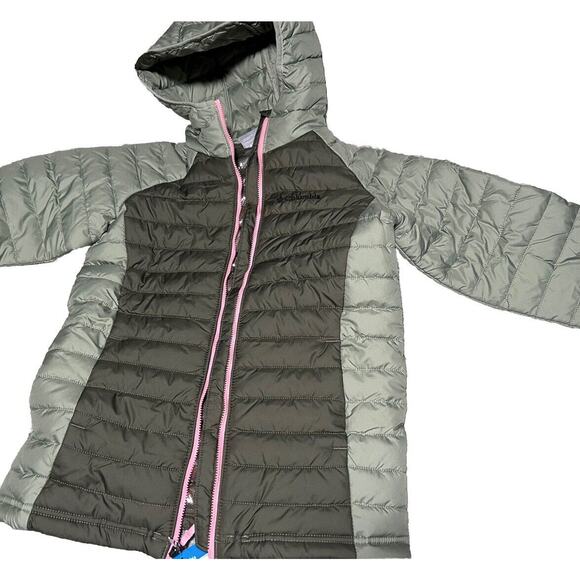 Columbia Youth Girls Powder Lite Hooded Jacket, Olive, M 10/12 - Picture 6 of 7